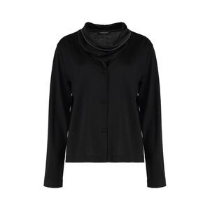 FABIANA FILIPPI Asymmetrical Neck Button-Front Top Women BLACK T-Shirts & Tops